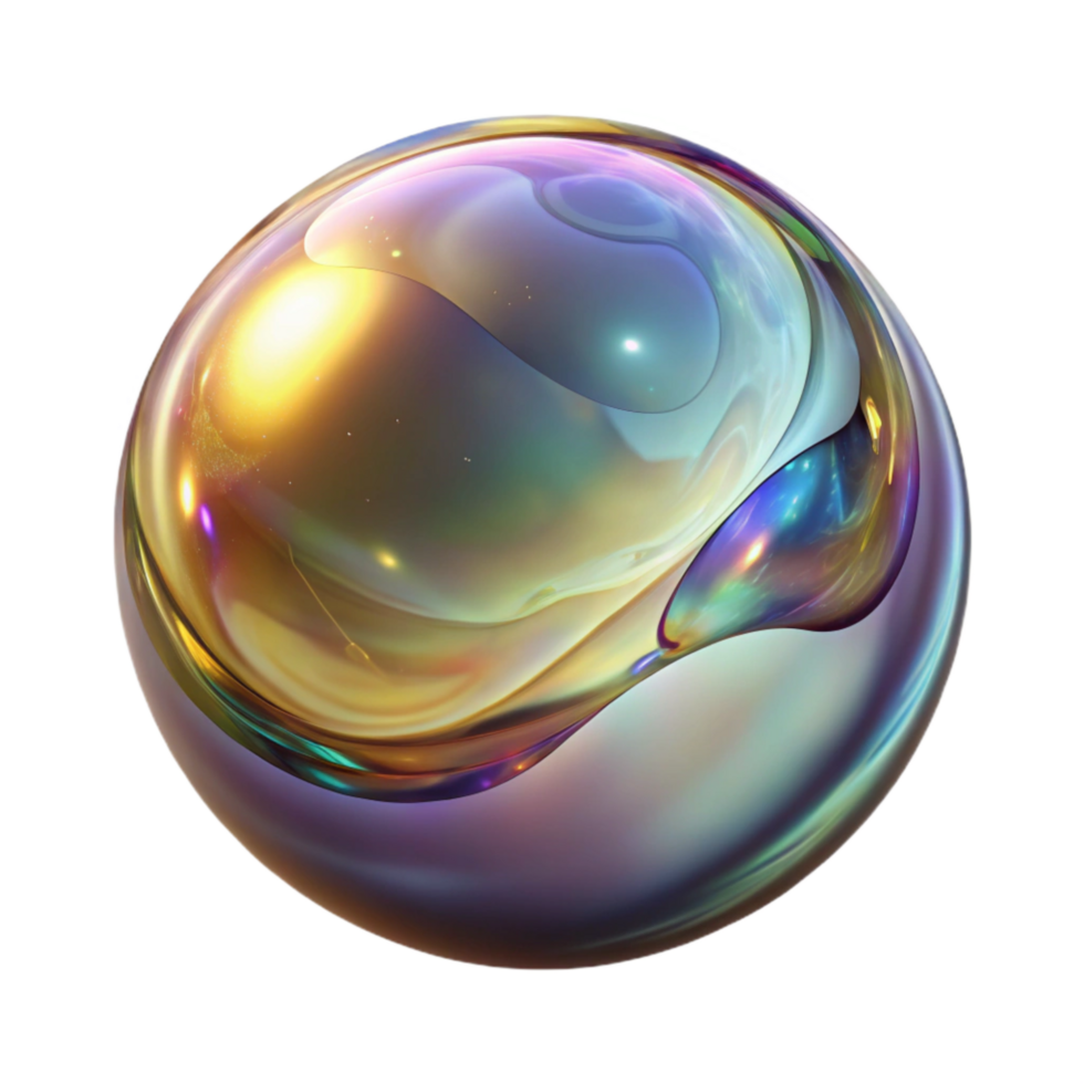 serene artistic Floating Soap Bubble with Iridescent Colors Transparent Background high resolution png