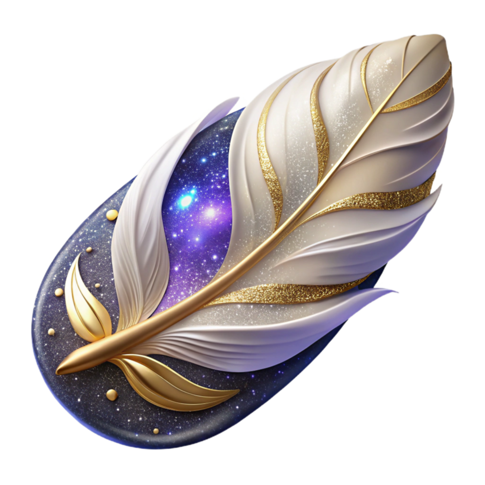elegant classic Floating Feather Cutout with White Down detailed png