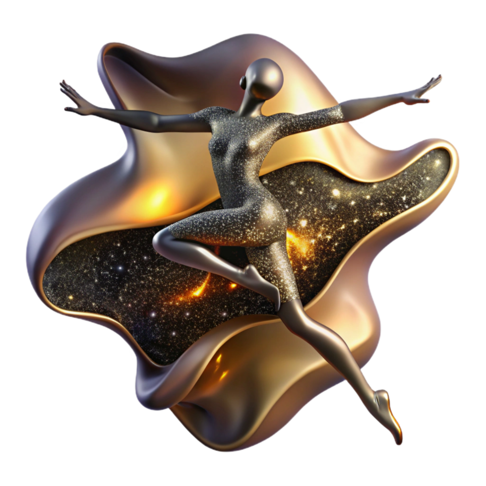 beautiful abstract Fluid Contemporary Dance Silhouette Cutout with Soft Lighting high resolution png