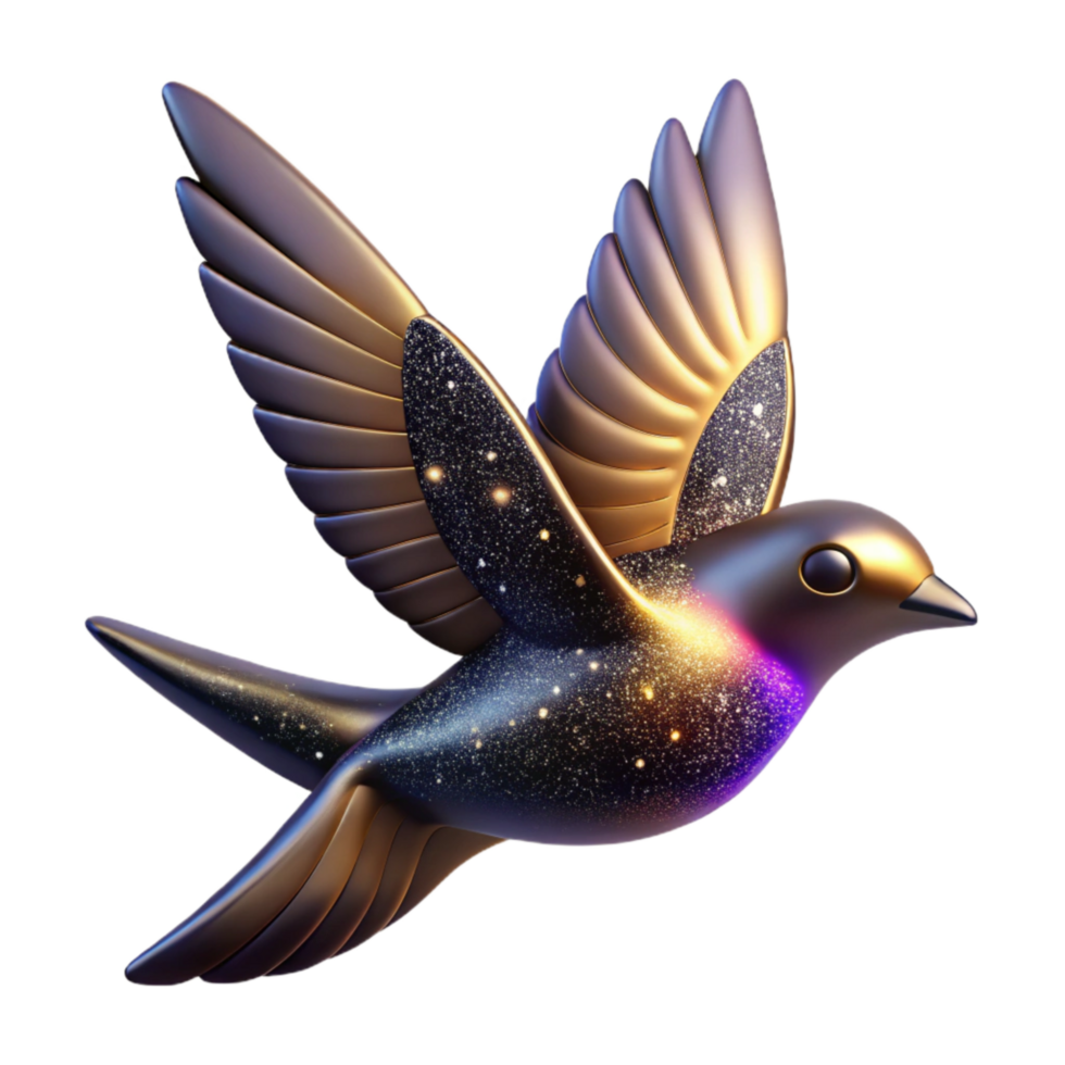 vibrant vintage Flying Bird Silhouette Side View Isolated authentic png