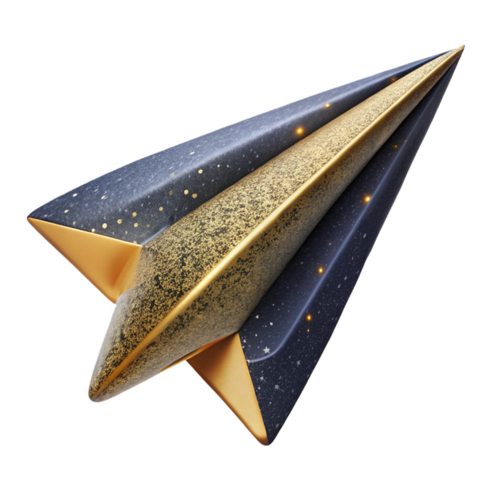 vibrant traditional Flying Paper Airplane Top View Isolated detailed png