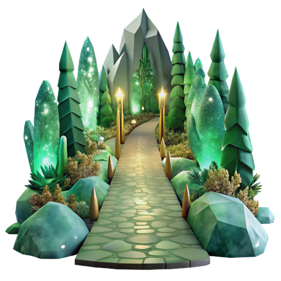 extraordinary traditional Foggy Forest Path Isolated with Ethereal Green Tint professional png