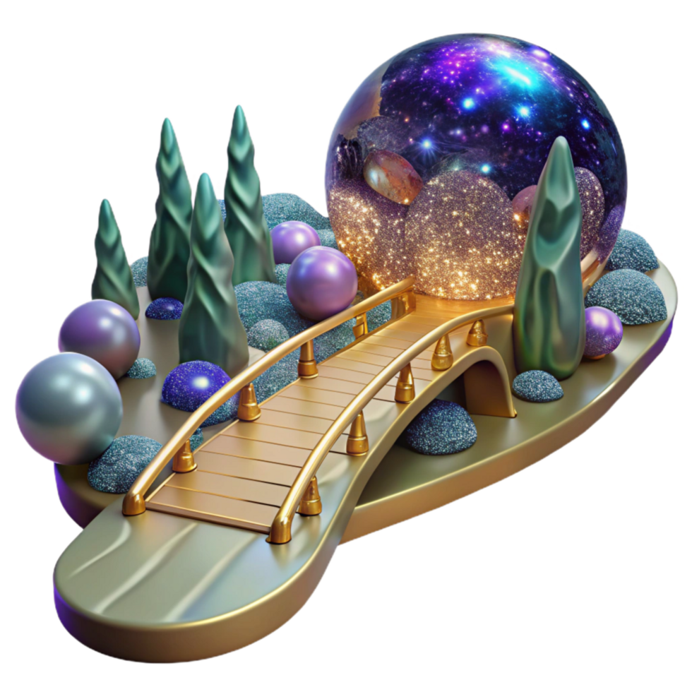 wonderful artistic Footbridge Over Stream on Forest Path Transparent Element detailed png