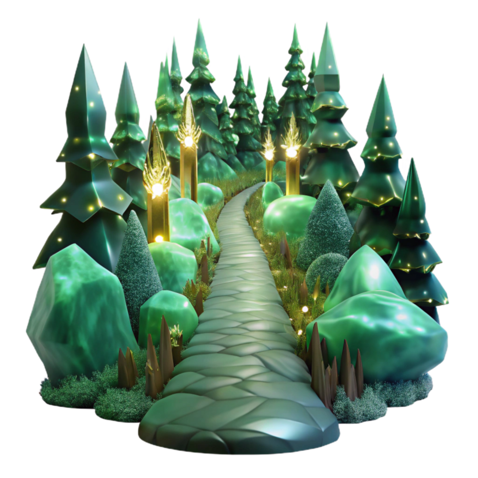 serene vintage Foggy Forest Path Isolated with Ethereal Green Tint premium png