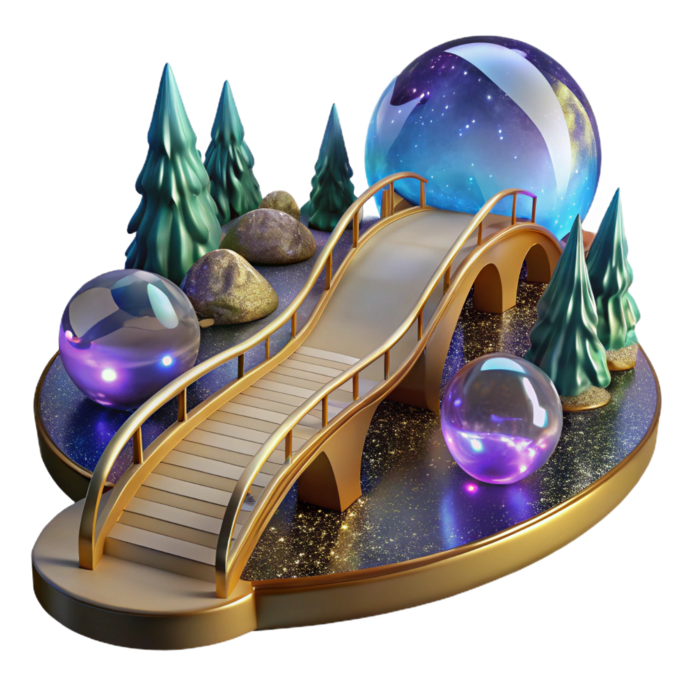 impressive artistic Footbridge Over Stream on Forest Path Transparent Element high resolution png