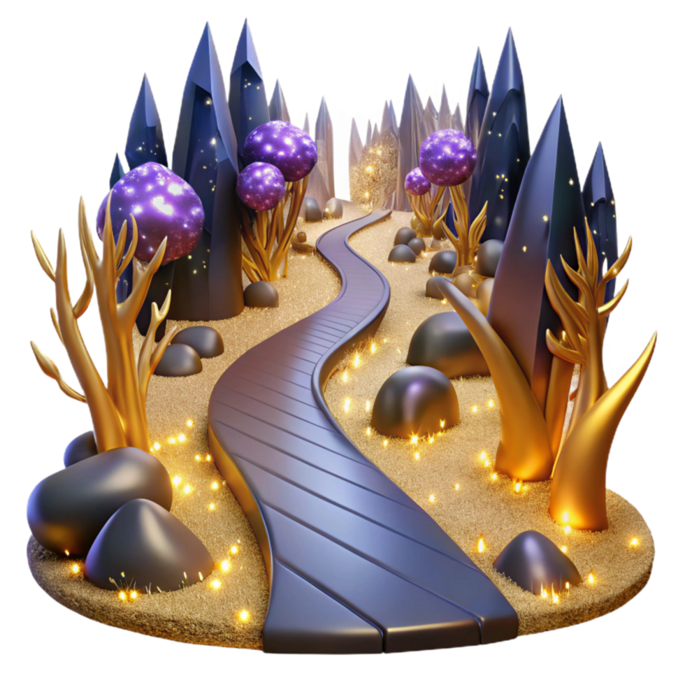 elegant traditional Forest Path with Fallen Leaves Isolated high resolution png