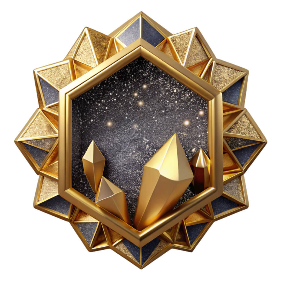 wonderful abstract Geometric Border Isolated with Gold Frame authentic png