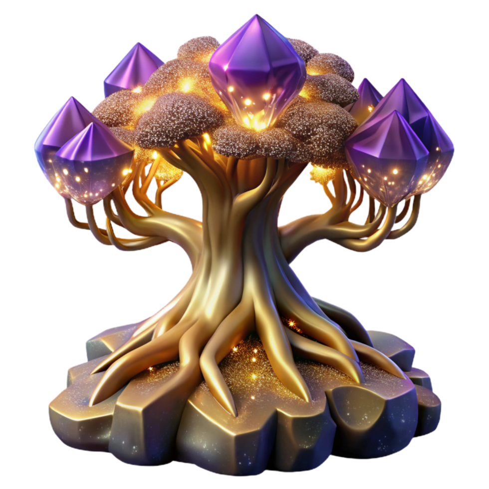 stunning creative Giant Tree with Glowing Roots Isolated Element professional png