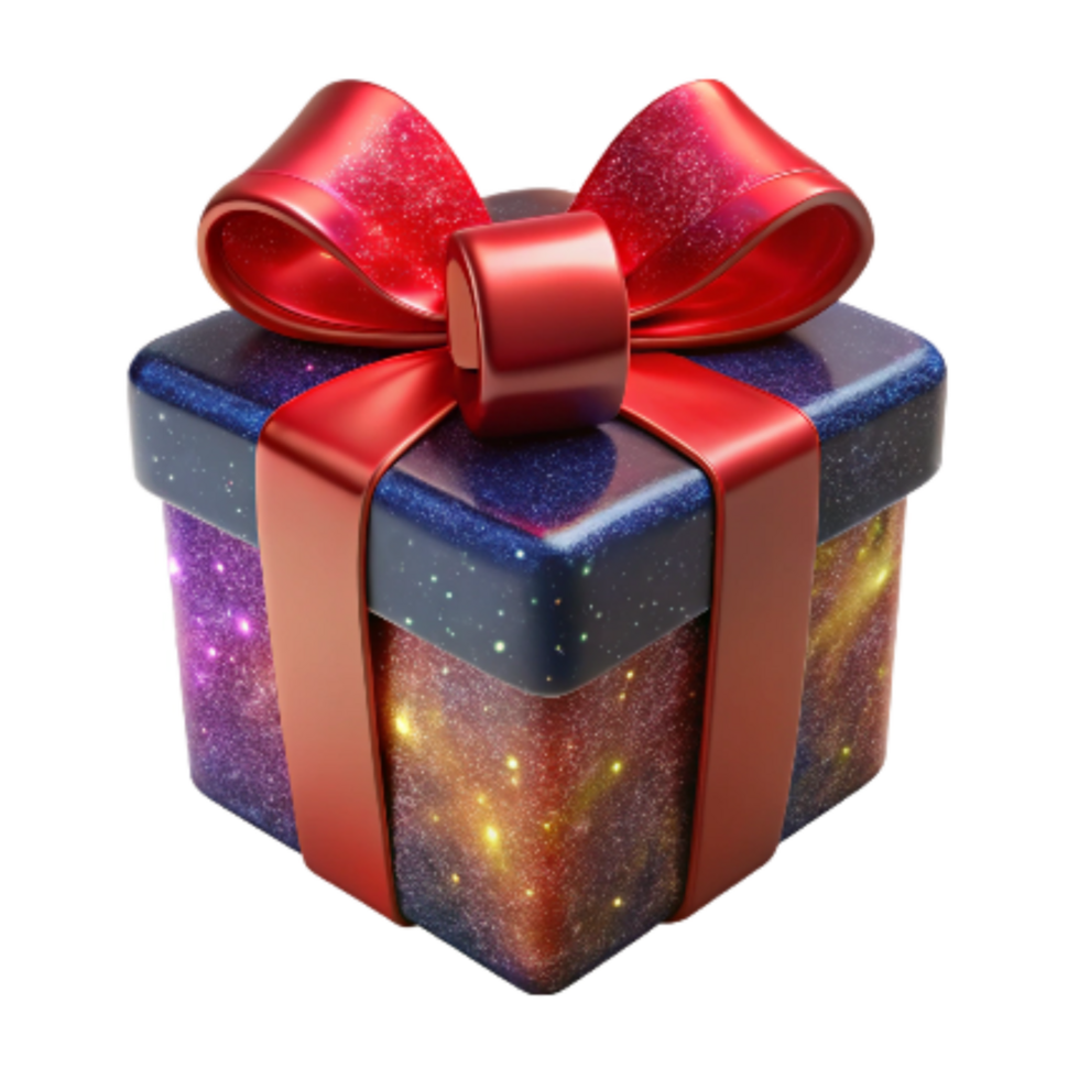 stunning classic Gift Box with Red Ribbon Angled View Isolated Element png