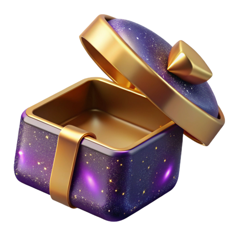 serene artistic Gift Box with Lid Open Showing Surprise Isolated Element png