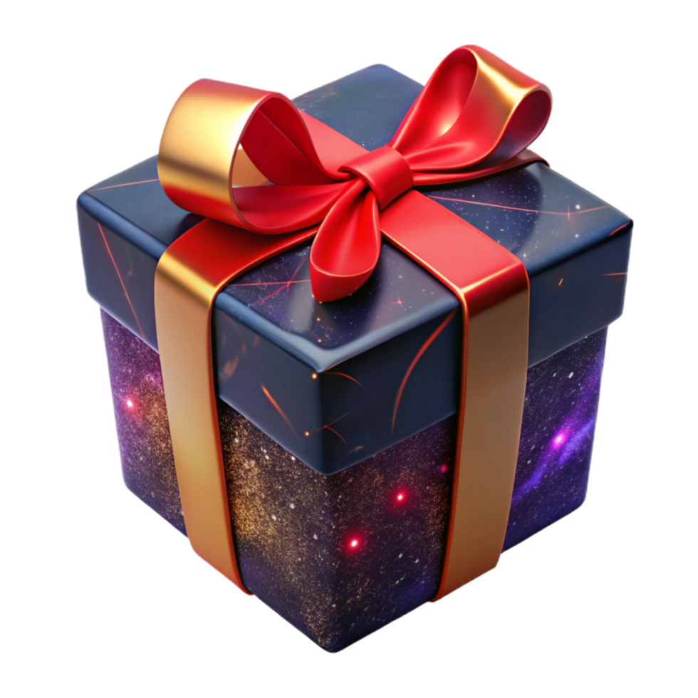 serene minimalist Gift Box with Red Ribbon Angled View Isolated Element high quality png