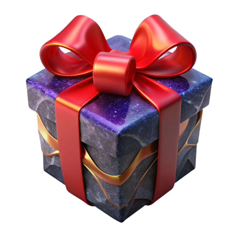 wonderful traditional Gift Box with Red Ribbon Angled View Isolated Element original png