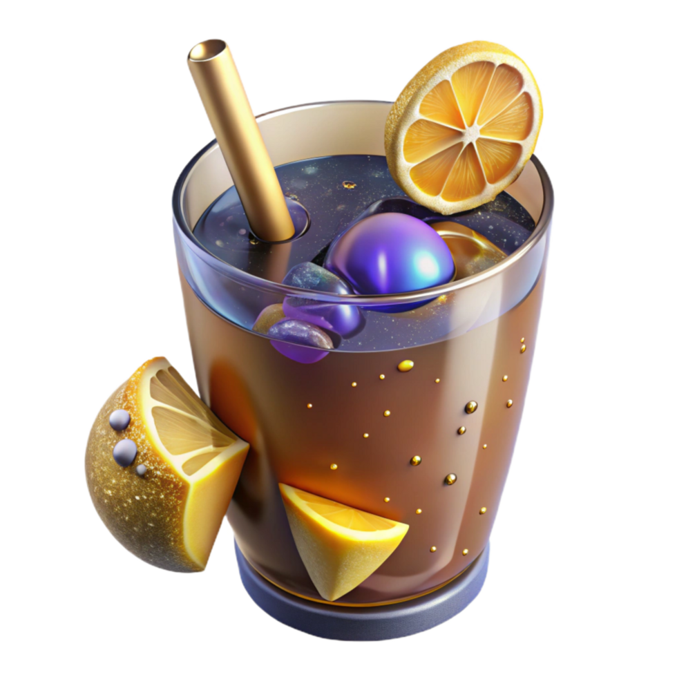 wonderful traditional Glass of Iced Tea with Lemon Wedge Cutout Transparent Background high resolution png