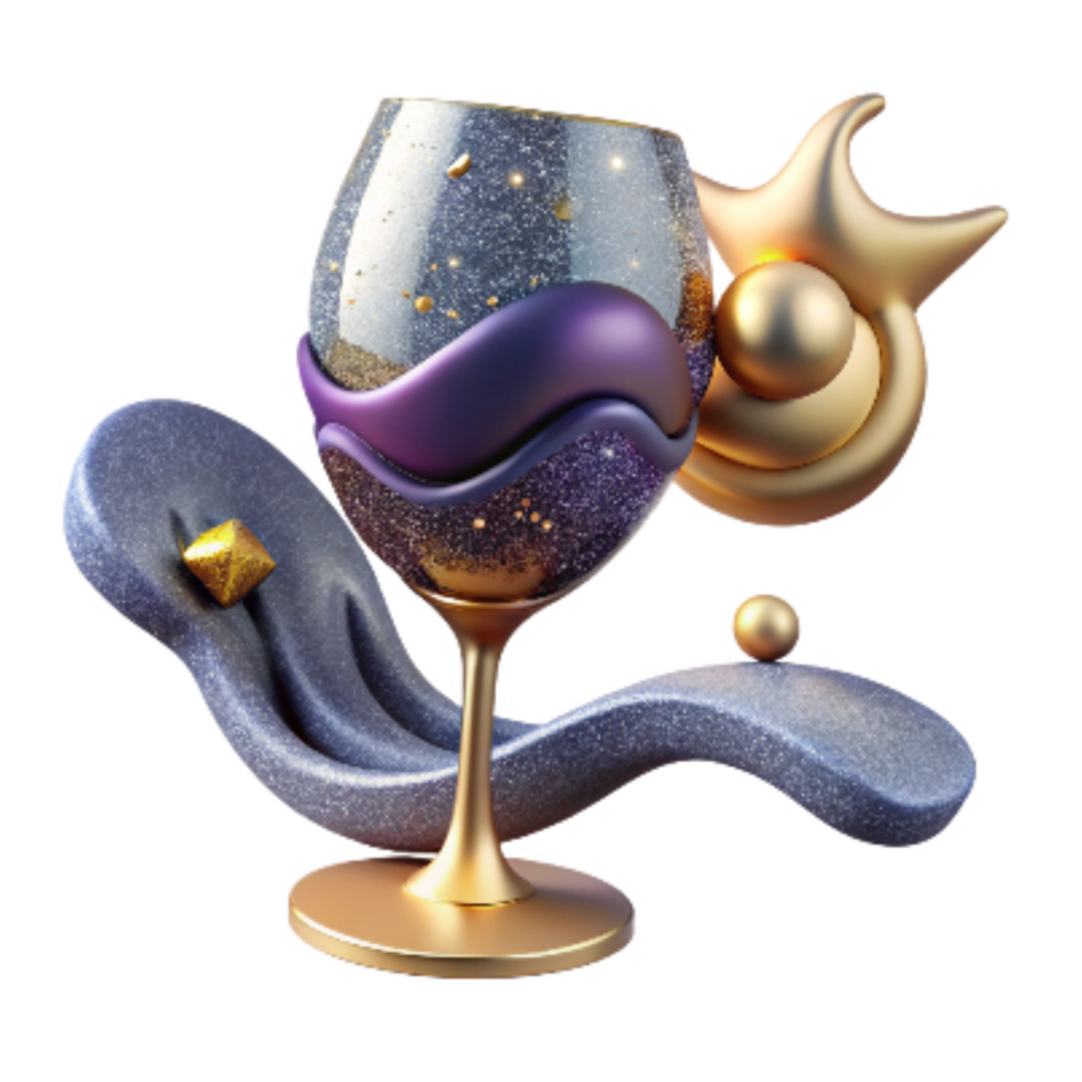 serene abstract Glass of Wine Side View Cutout png