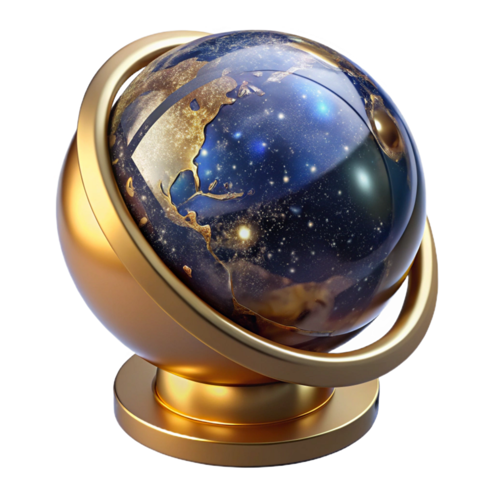 elegant vintage Globe Rotating Angled View Transparent Background exclusive png