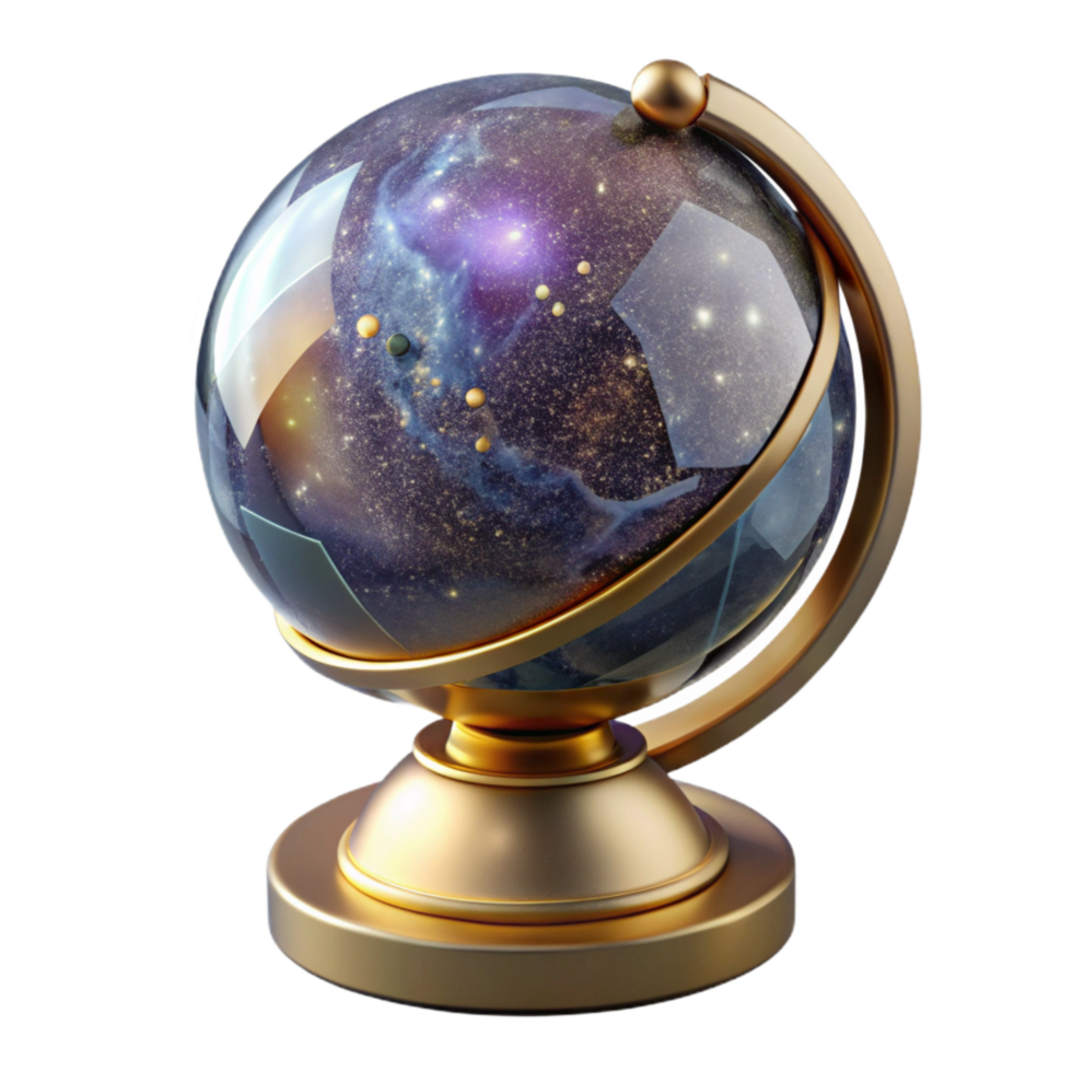 elegant rustic Globe Rotating Side View with Transparent Background high resolution png