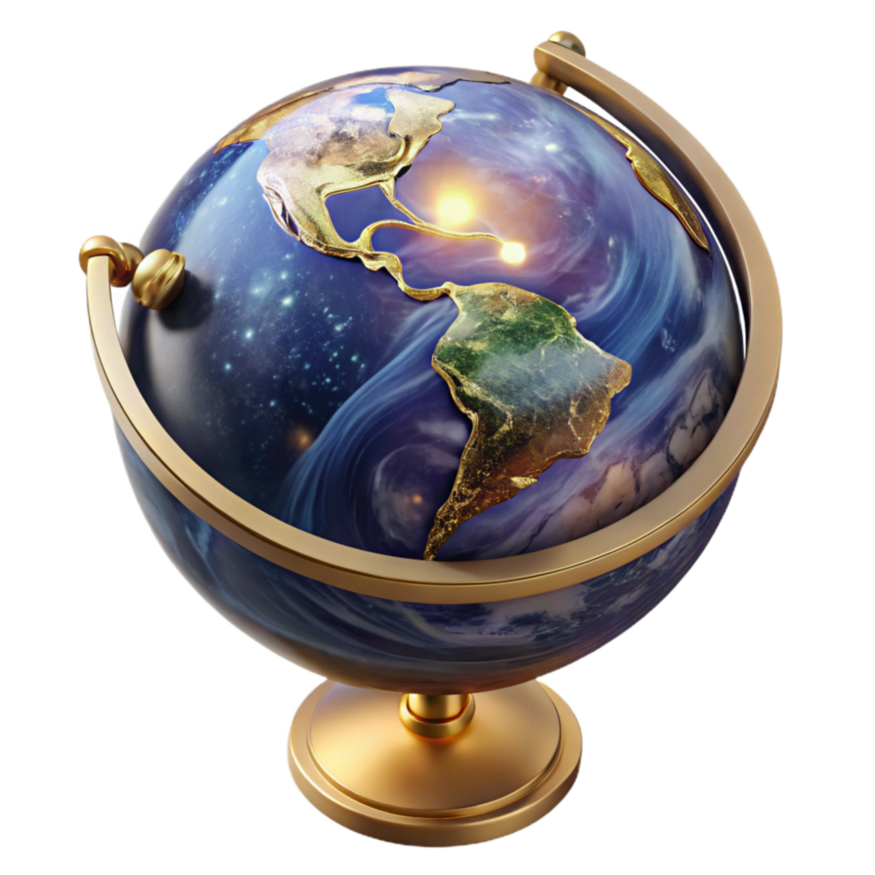 elegant creative Globe Rotating Side View with Transparent Background premium png