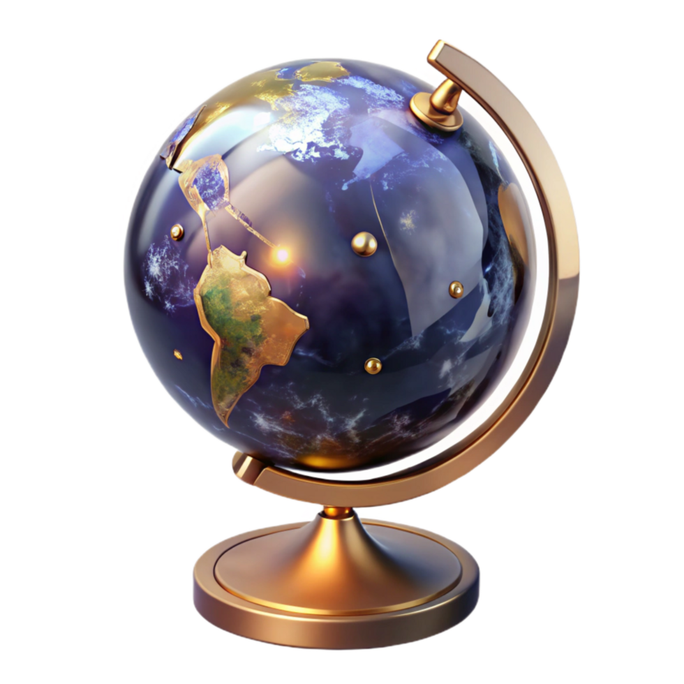 impressive artistic Globe with Stand Angled View Transparent Cutout detailed png