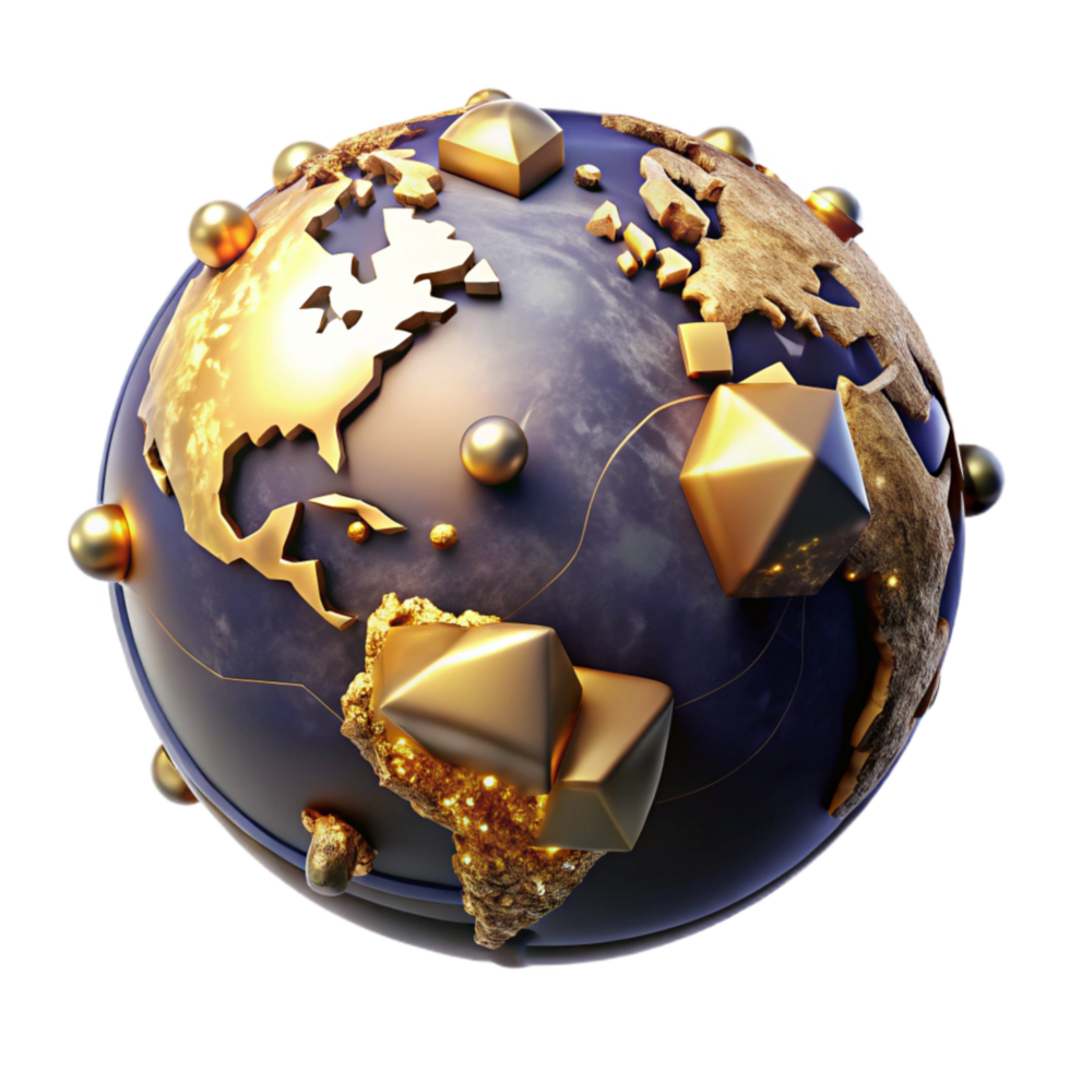 beautiful artistic Globe with Glowing Continents Isolated png