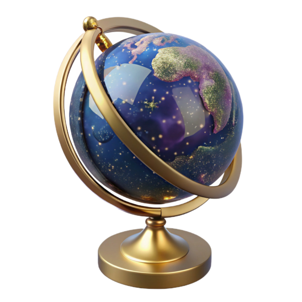 stunning minimalist Globe with Stand Angled View Transparent Cutout high resolution png
