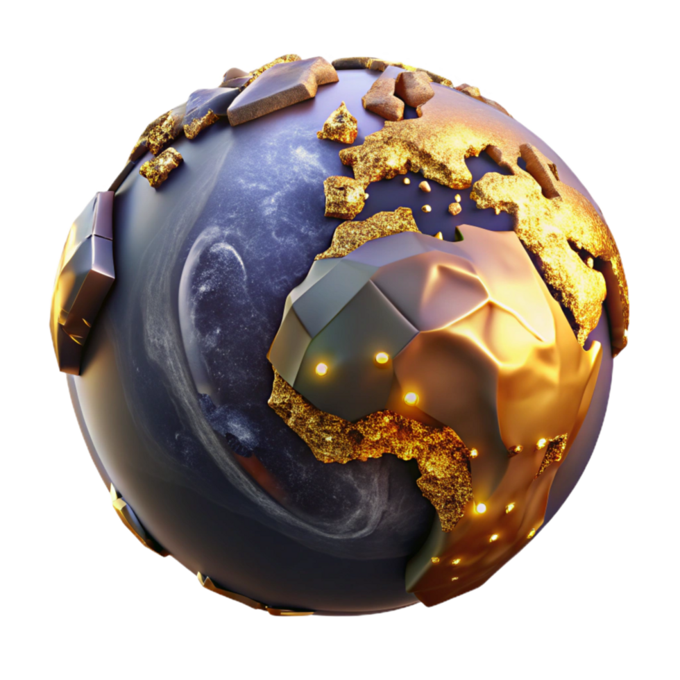 impressive modern Globe with Glowing Continents Isolated png