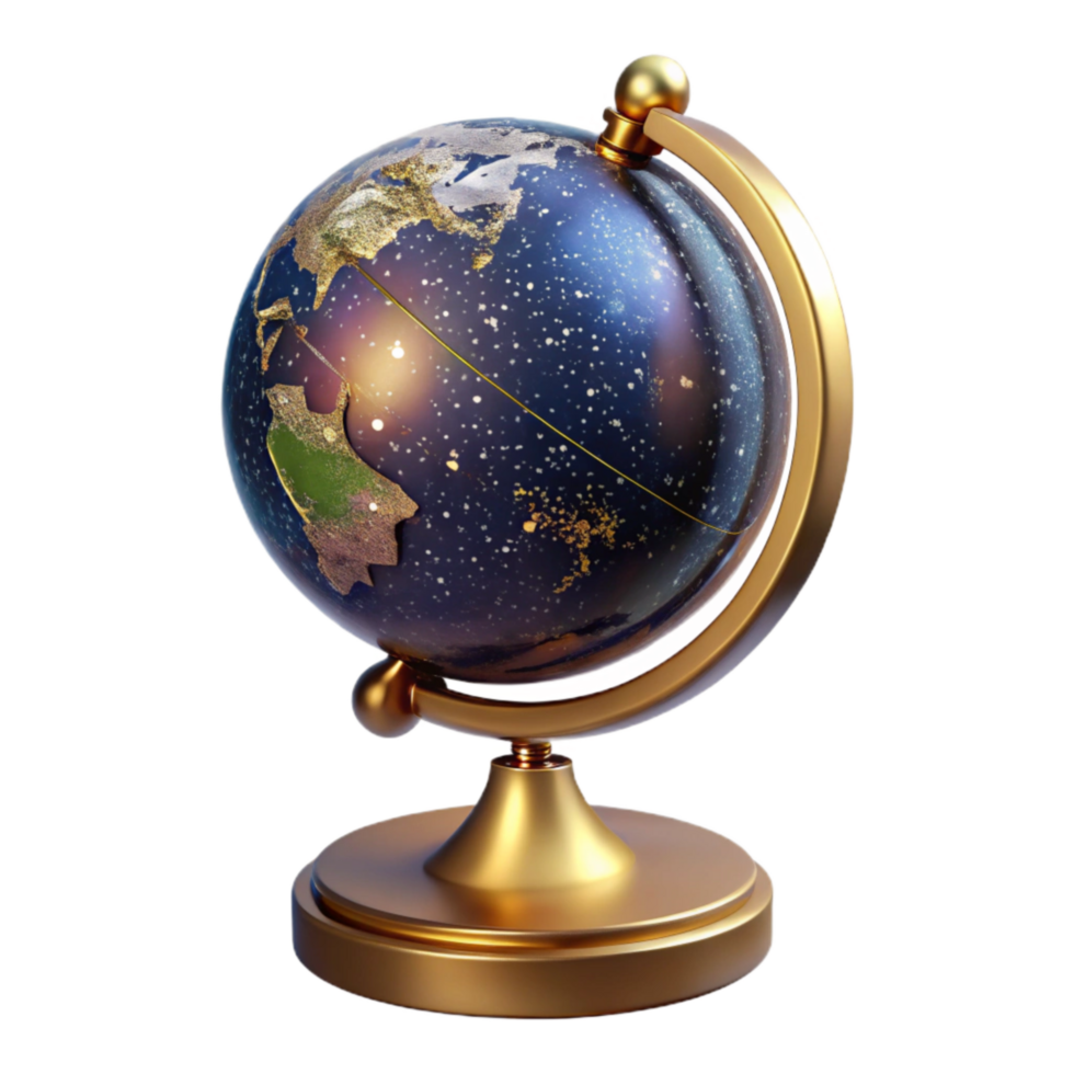 magnificent contemporary Globe with Stand Side View Isolated detailed png