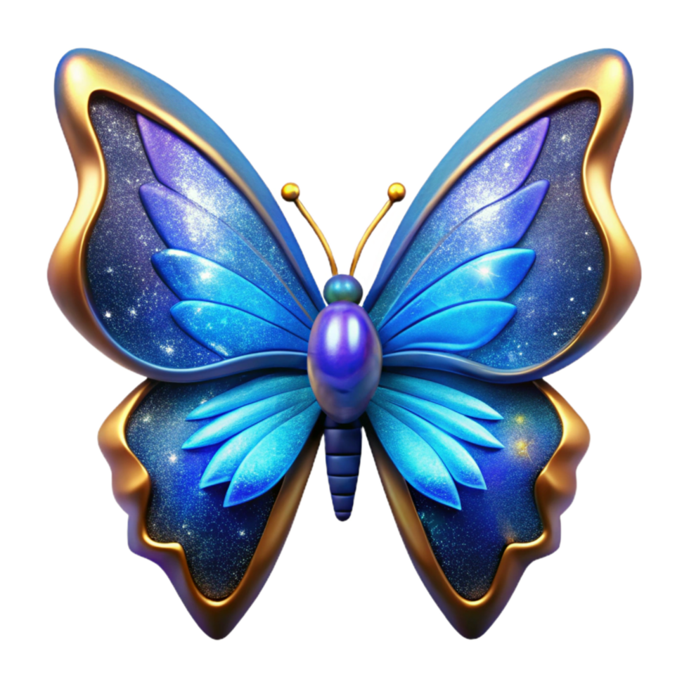 vibrant rustic Glowing Butterfly Cutout with Blue Wings png