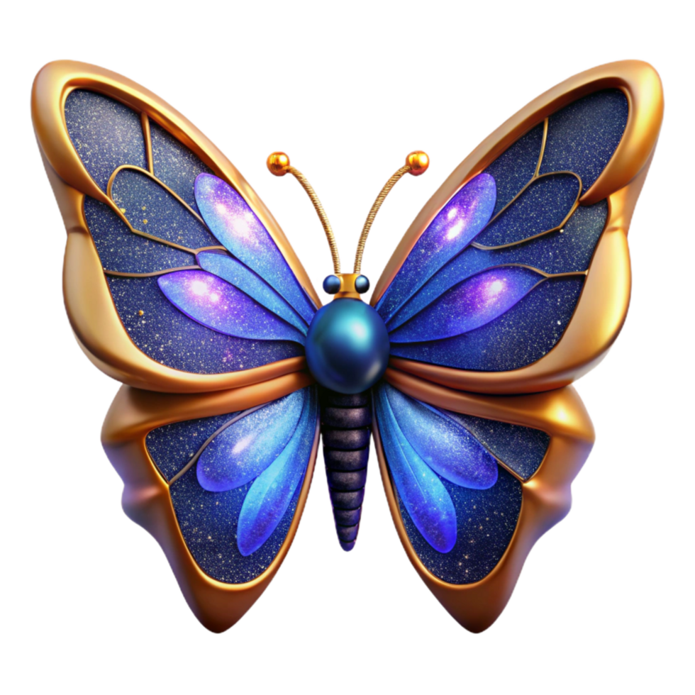serene traditional Glowing Butterfly Cutout with Blue Wings premium png