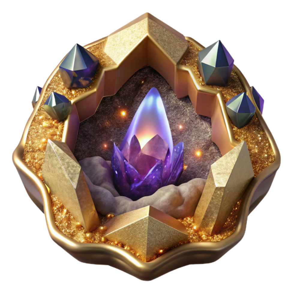 serene abstract Glowing Crystal Geode Interior Cutout high quality png