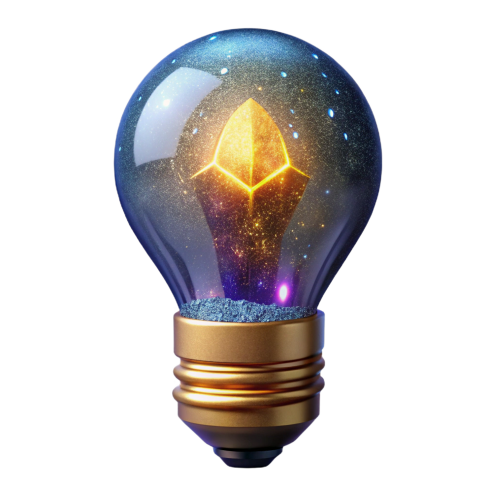 magnificent abstract Glowing Light Bulb Front View Isolated detailed png