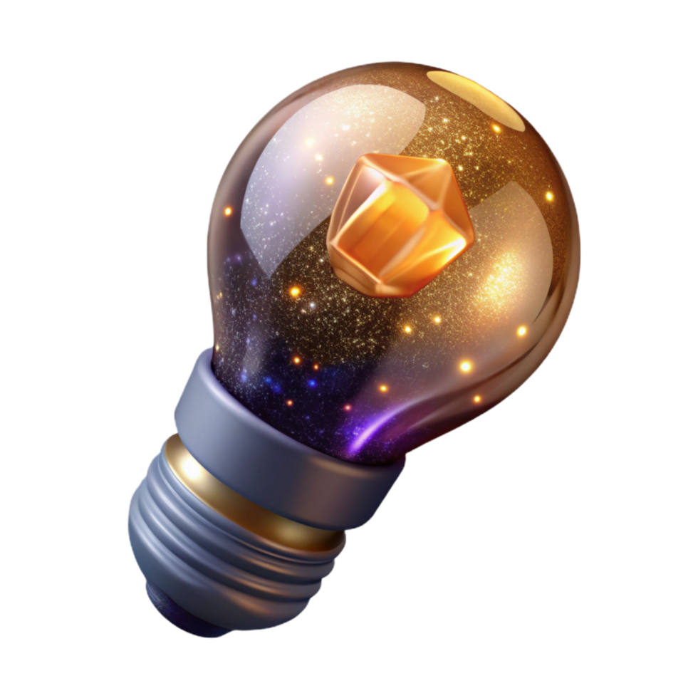 magnificent abstract Glowing Light Bulb Top View Transparent Background high resolution png
