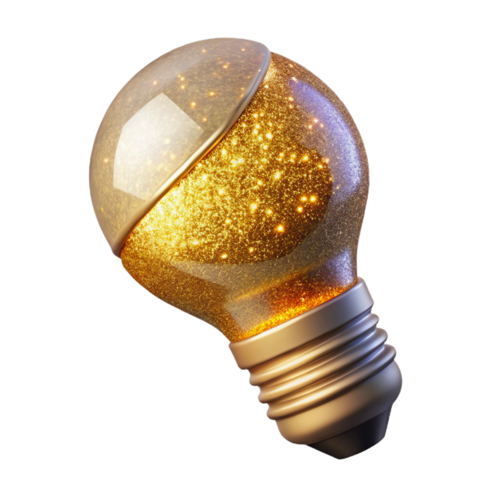 elegant abstract Glowing Light Bulb Side View Isolated professional png