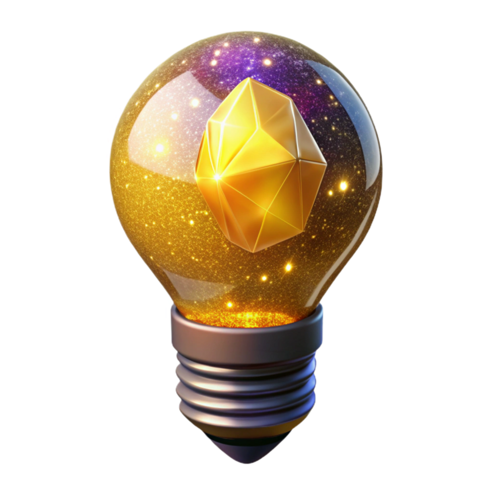 elegant abstract Glowing Light Bulb Yellow Hue Isolated premium png