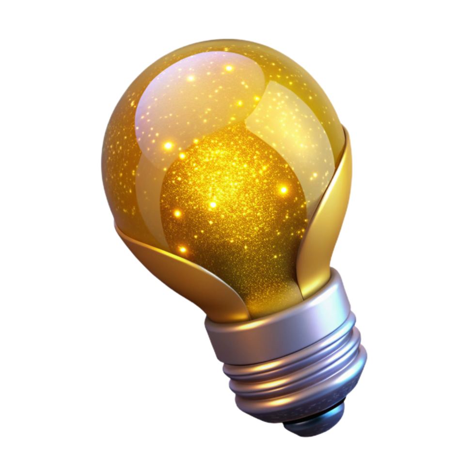 impressive traditional Glowing Light Bulb Yellow Hue Isolated professional png