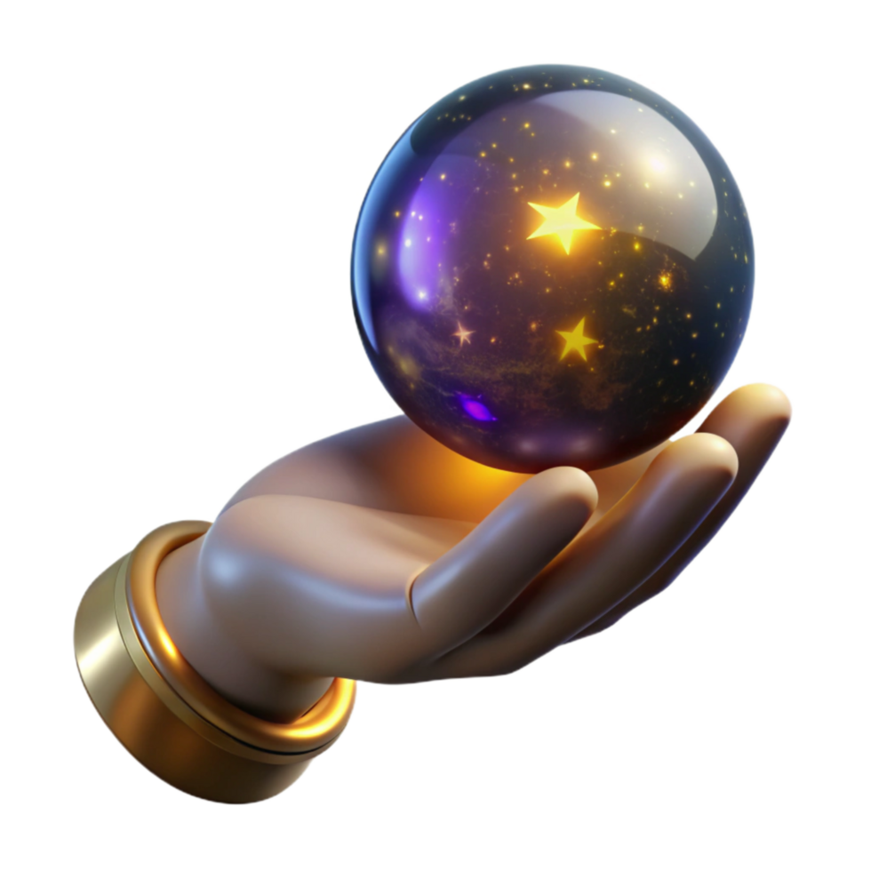 extraordinary vintage Glowing Orb in Hand Isolated on Transparent Background detailed png