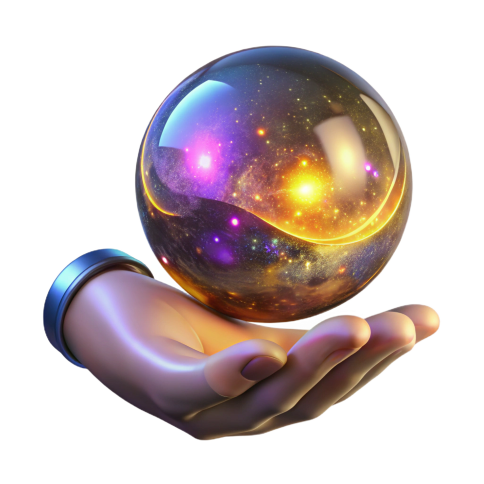 extraordinary artistic Glowing Orb in Hand Isolated on Transparent Background high resolution png
