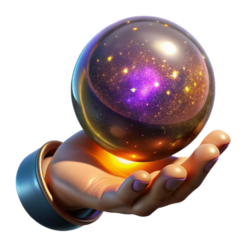 vibrant rustic Glowing Orb in Hand Isolated on Transparent Background premium png