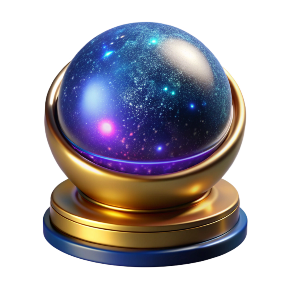 stunning creative Glowing Orb on a Pedestal Cutout with Blue Light detailed png