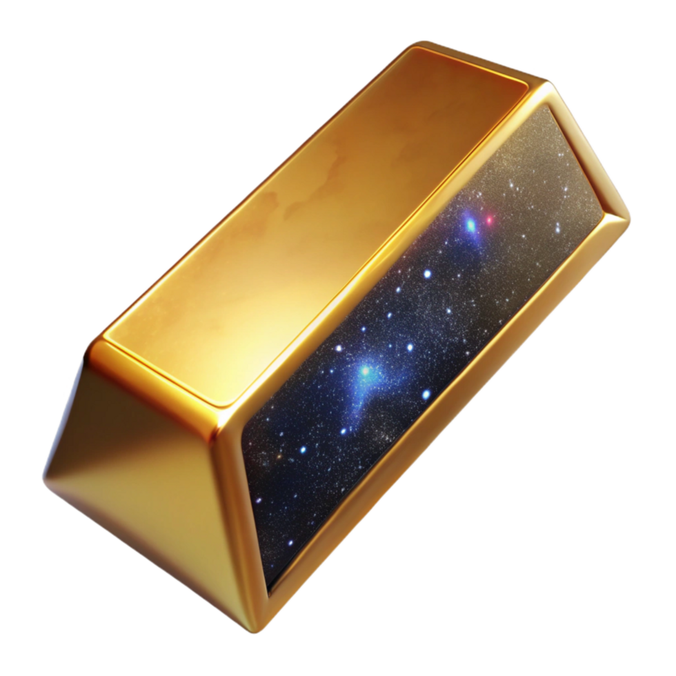 dramatic rustic Gold Bar Angled View Cutout Element authentic png