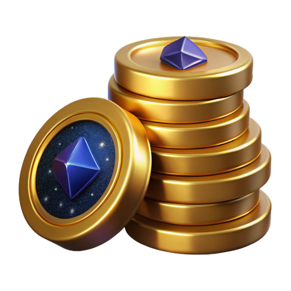 elegant minimalist Gold Coin Stack Cutout Element premium png