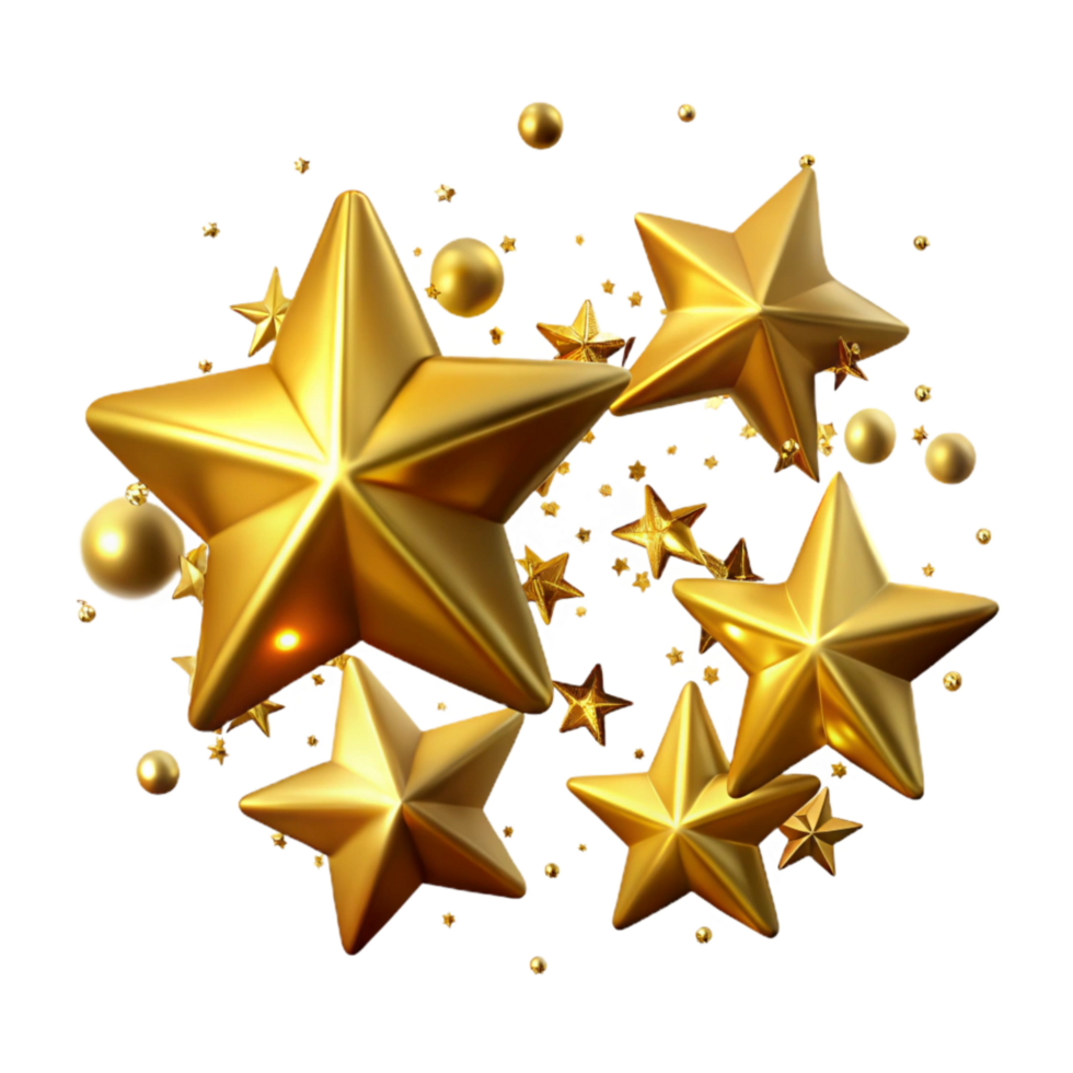 dramatic minimalist Golden Confetti Stars Falling Down Transparent Background exclusive png
