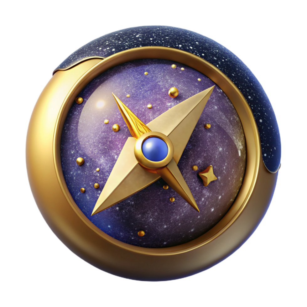 impressive modern Golden Compass Needle Pointing North Isolated png