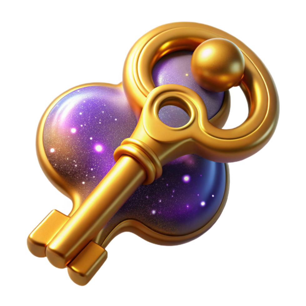 magnificent rustic Golden Key Front View Transparent Background premium png