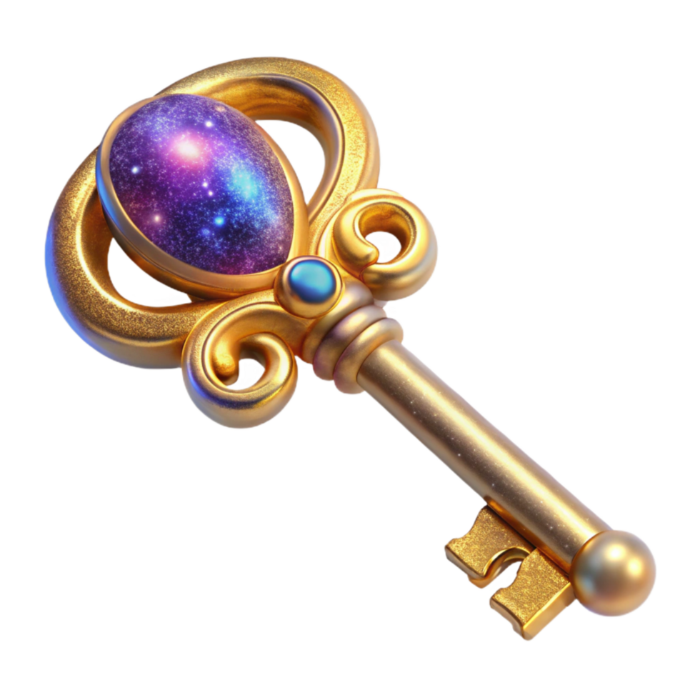 wonderful vintage Golden Key Ornate Design Isolated on Transparent Background original png