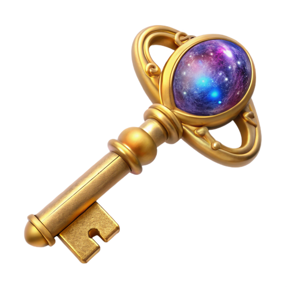 impressive rustic Golden Key with Intricate Design Isolated high resolution png
