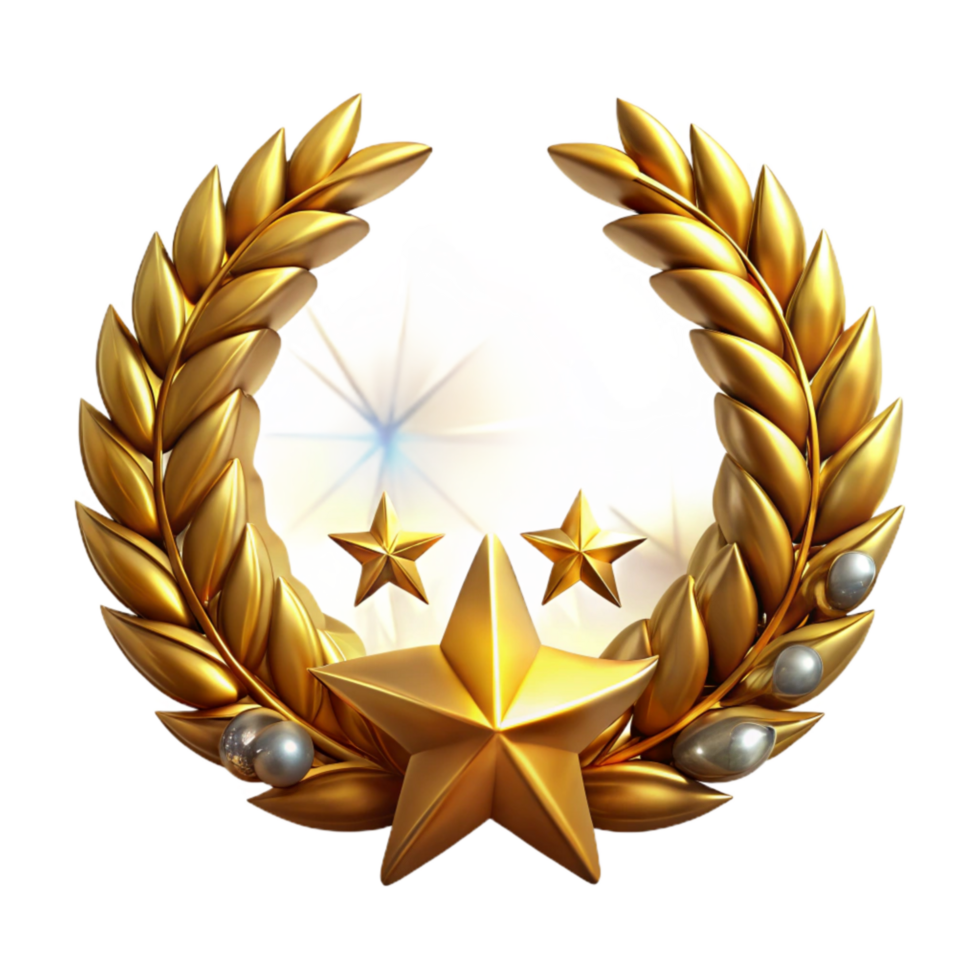 stunning vintage Golden Laurel Wreath Isolated on Transparent Background authentic png