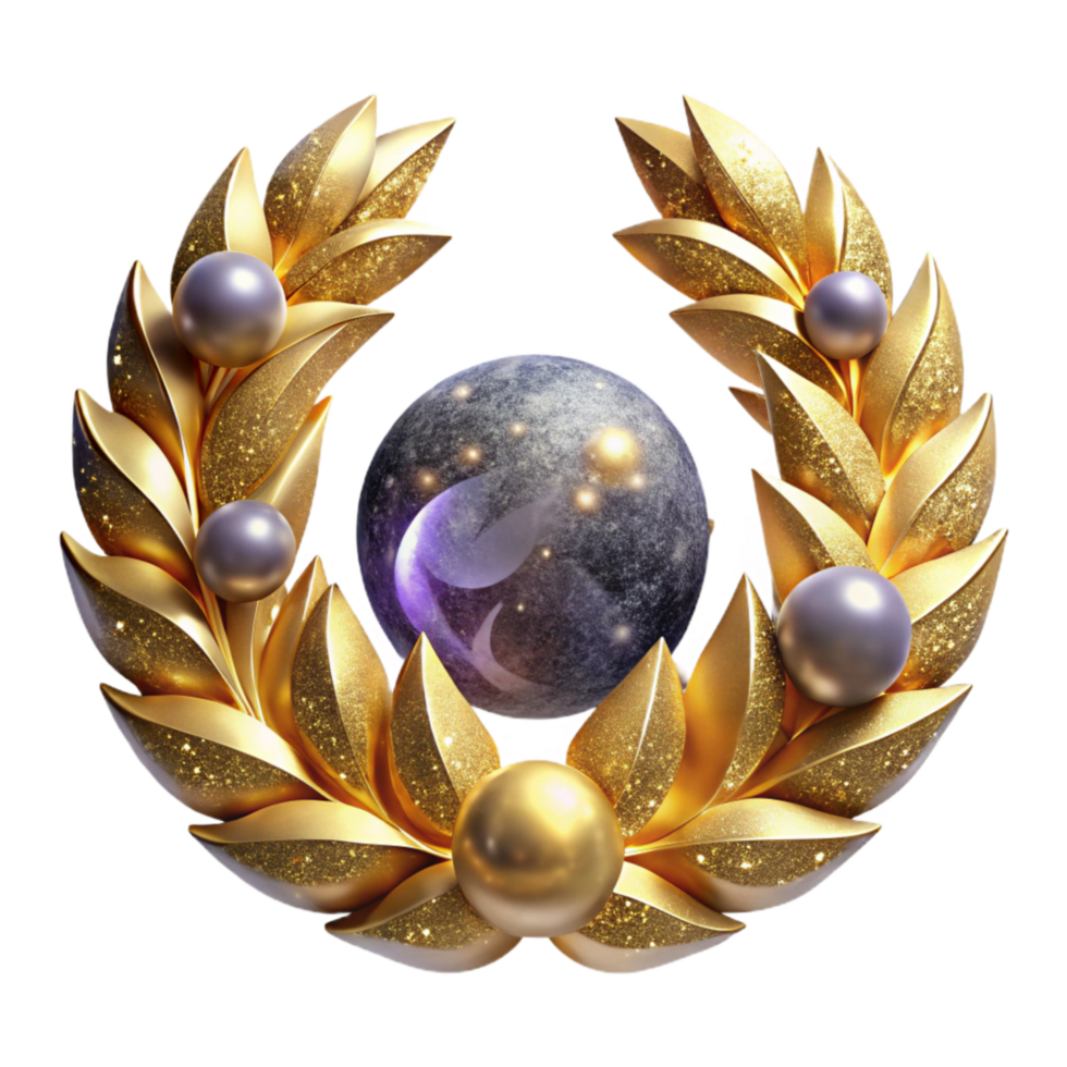 beautiful contemporary Golden Laurel Wreath Transparent Background genuine png