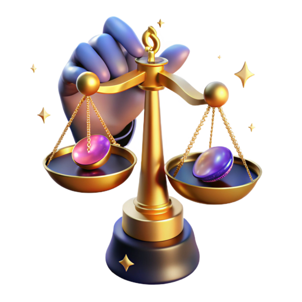 wonderful minimalist Golden Scale Balanced with Dollar Sign and Question Mark Cutout png