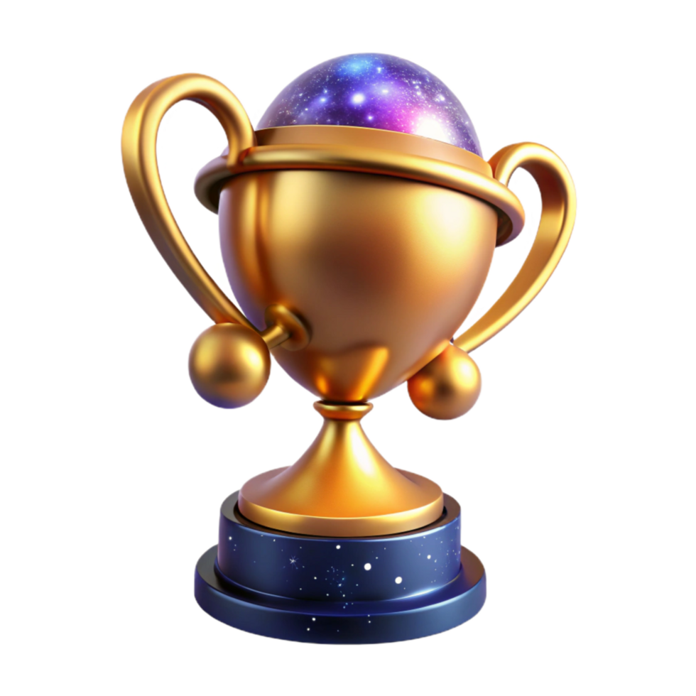 magnificent minimalist Golden Trophy Award Shiny Finish Transparent Background high resolution png