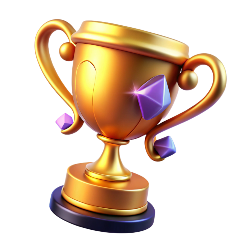 vibrant rustic Golden Trophy Cutout on Transparent Background high quality png